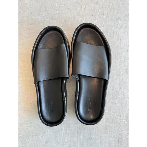 Pilcro Platform Slide Sandals Black Leather Anthropologie Size 40 - Picture 1 of 5